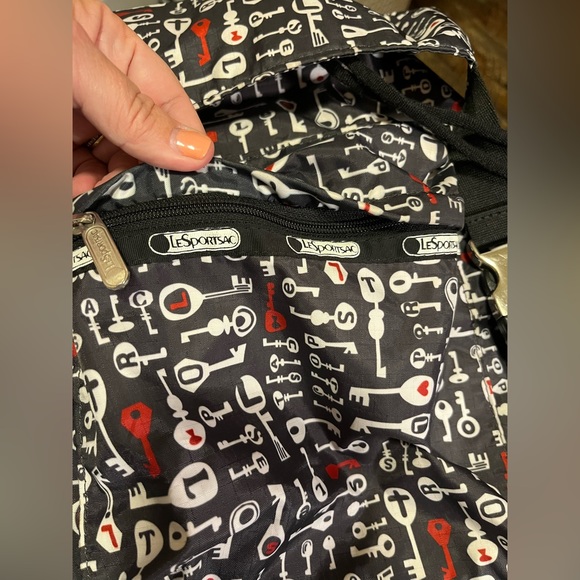 Le Sportsac Backpack Key Print Red, White & Black 17x17” main image 4